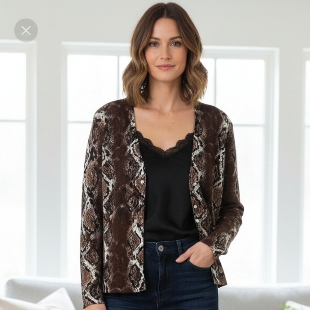 Pierri New York leopard print cardigan Lg